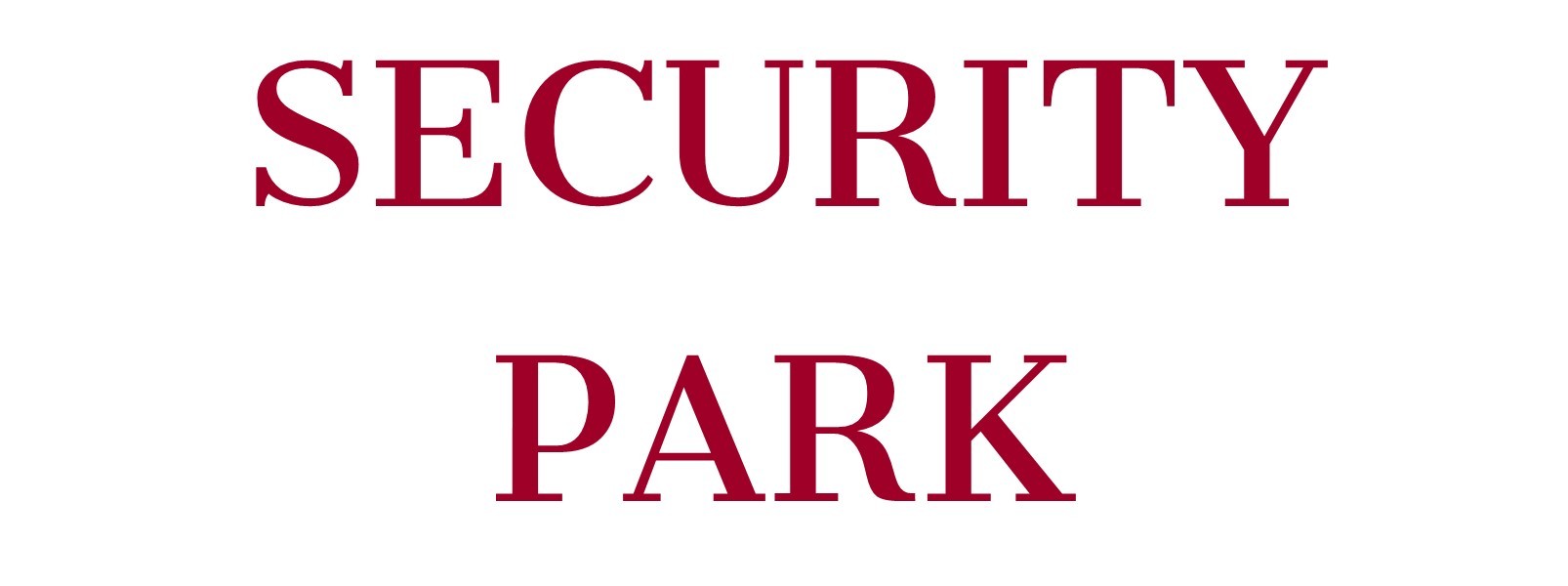 A red and white sign that says Security Park.